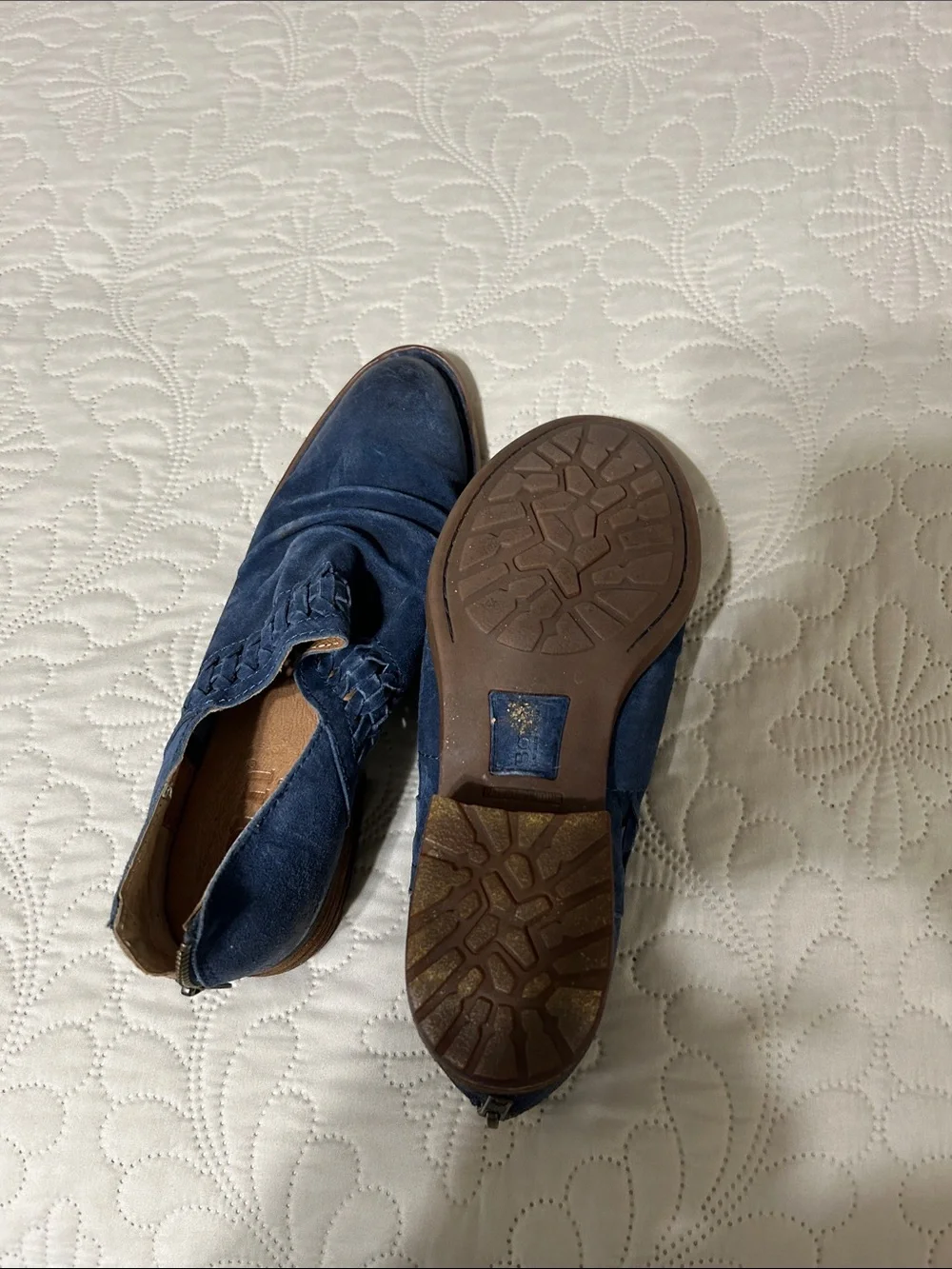 Born Navy Suede Slip-On Loafers with Braided Detail